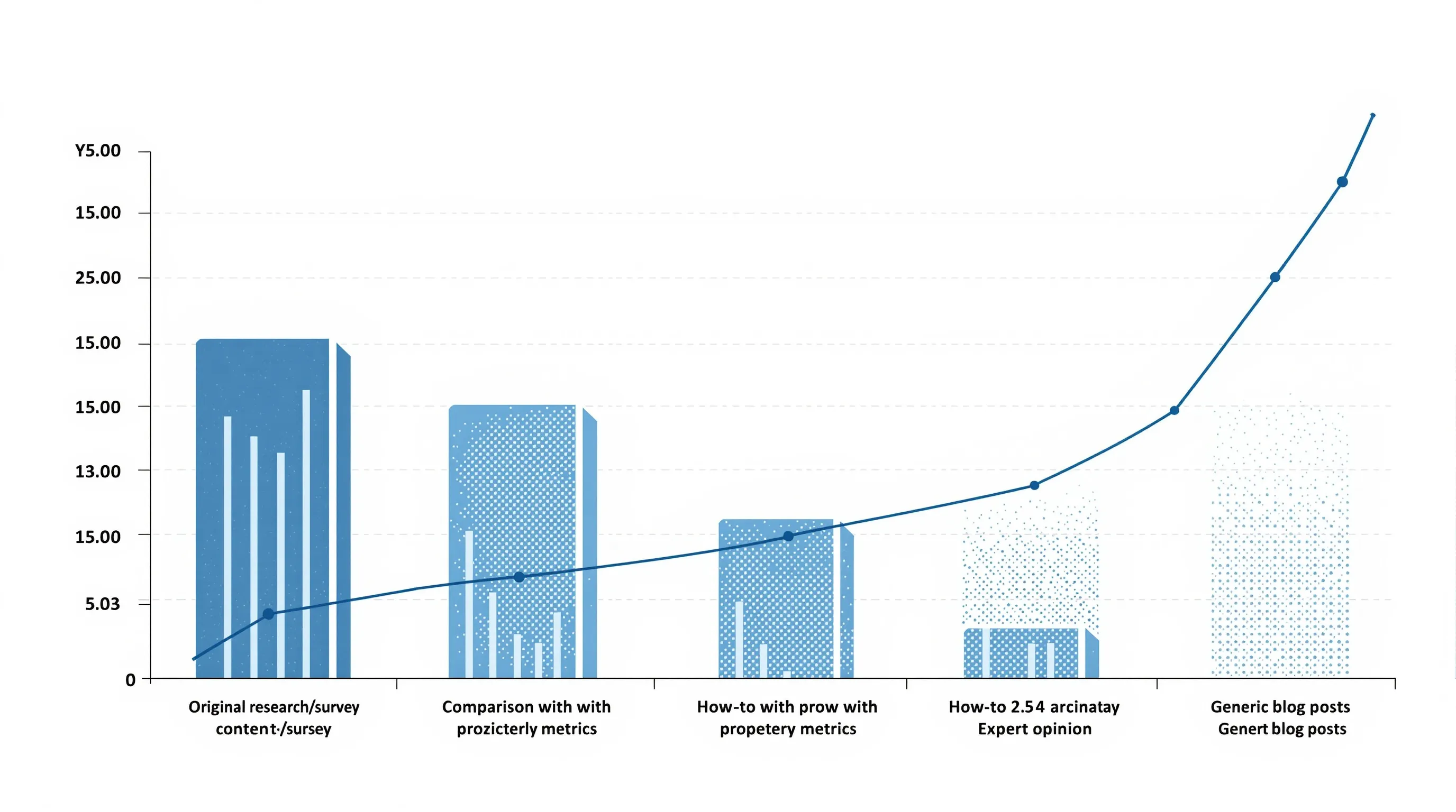 Citation yield per 1000 words by content type: horizontal bar chart comparing original research (2.4), comparison with original testing (2.1), how-to with proprietary metrics (1.8), expert opinion (0.6), and generic blog posts (0.3)