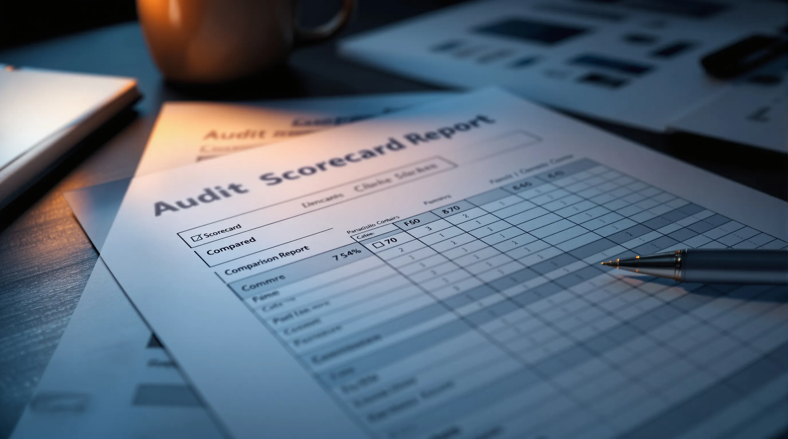 AEO vendor audit scorecard showing citation criteria scores across multiple platforms