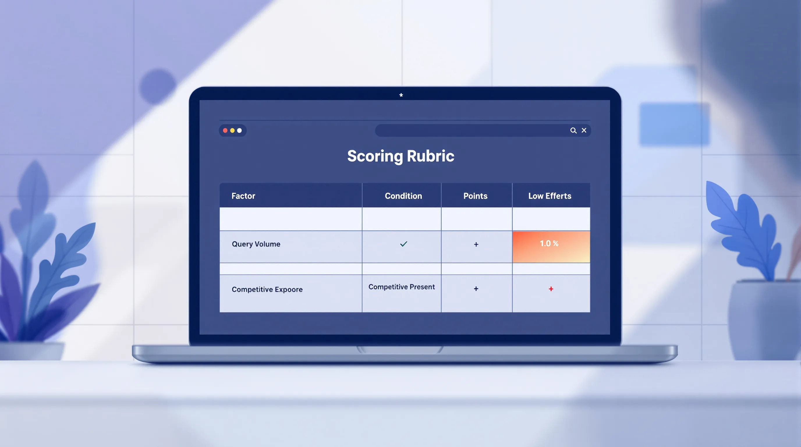 Alert priority scoring rubric with query volume, competitive exposure, and fix effort factors